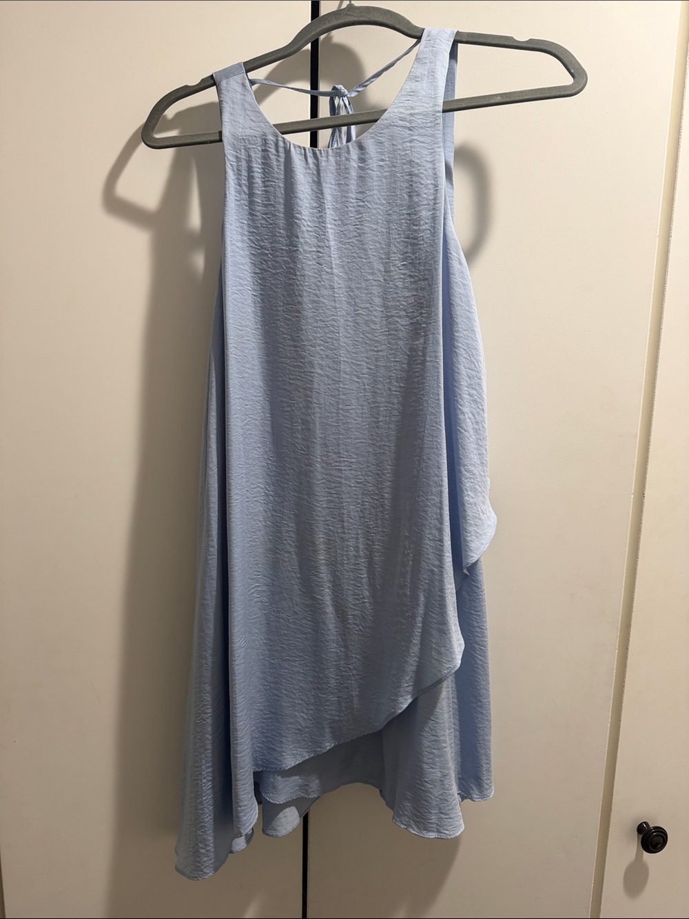Soft Sky Blue Mini Dress with Asymmetric Hem
